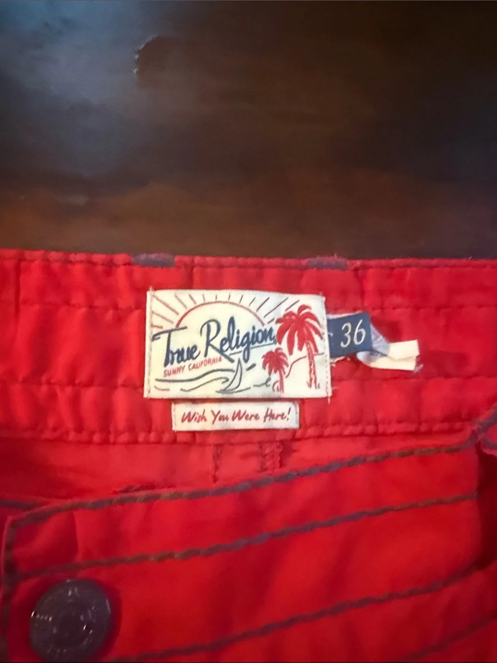 True Religion Men's Bright Red Swim Board Shorts